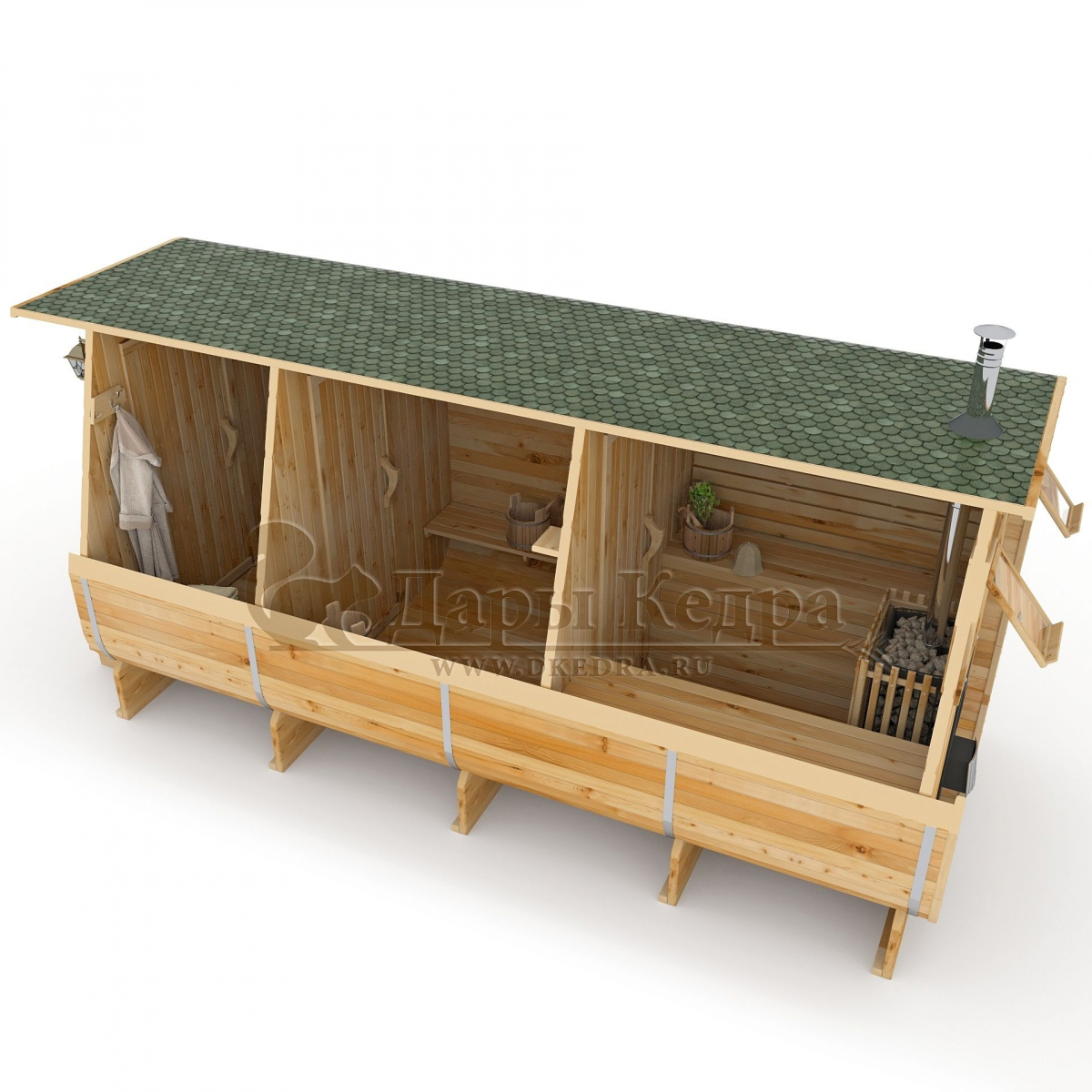 Баня-бочка квадро из кедра 6 метров